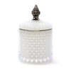 White & Silver Glass Jar with Crystal Cut Design Lid - CRITERION